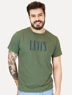Camiseta Levis Masculina Standard Relaxed Blu Center Logo Verde