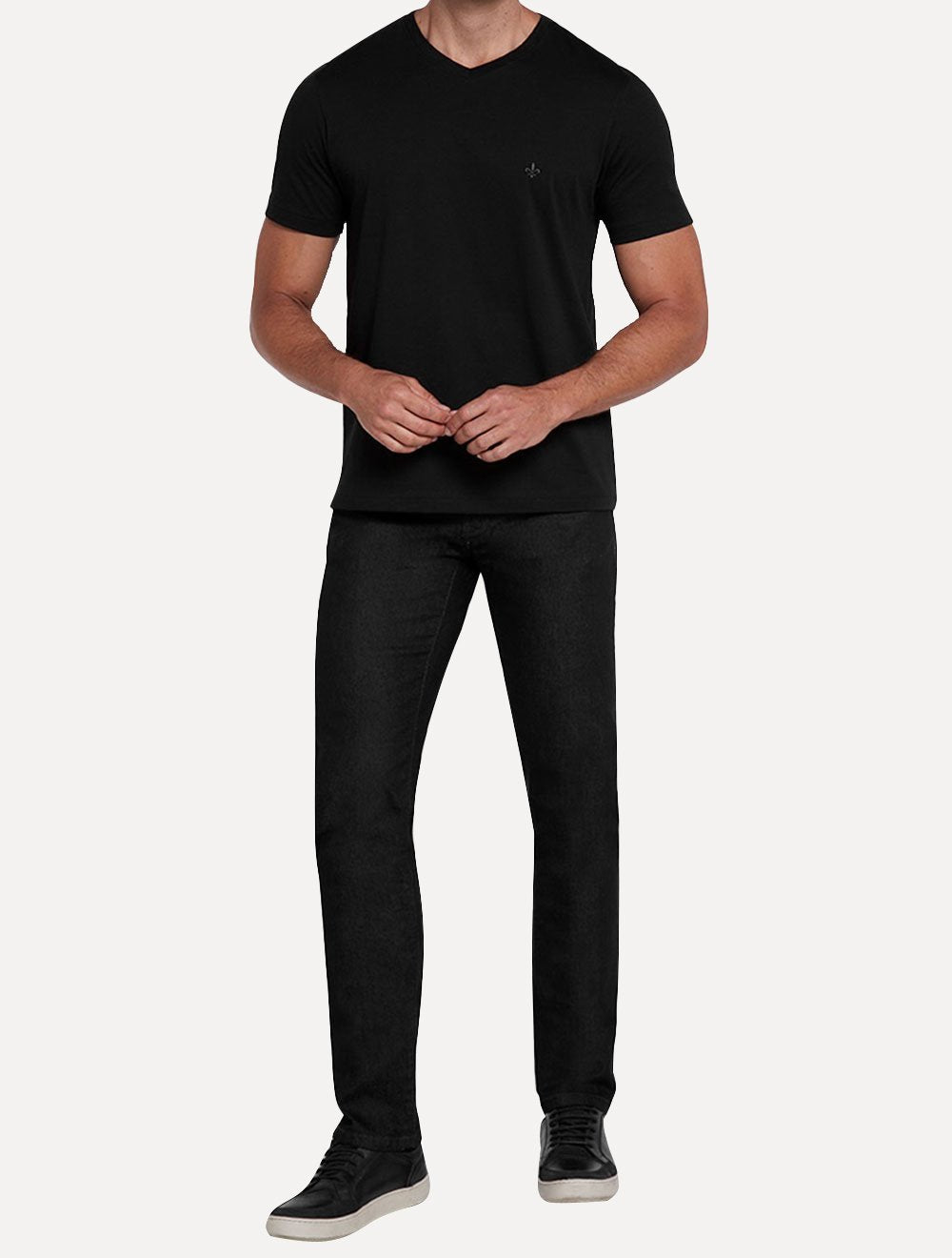 Camiseta Dudalina Masculina V-Neck Essential Gray Icon Preta
