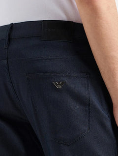 Calça Jeans Empório Armani Masculina J06 Slim Fit Armure 5 Pockets Azul