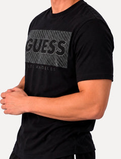 Camiseta Guess Masculina Los Angeles Dark Logo Block Preta