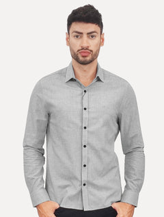 Camisa Calvin Klein Jeans Masculina Slim Tela Algodão Cinza Mescla