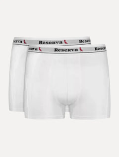 Cueca Reserva Masculina Boxer Basic Logo Branca Pack 2UN