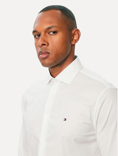 Camisa Tommy Hilfiger Masculina Slim Solid Contrast Branca