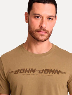 Camiseta John John Masculina Slim Fit Route Cáqui Escuro