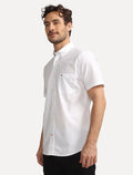 Camisa Tommy Hilfiger Masculina Manga Curta Regular Pocket Poplin Branca