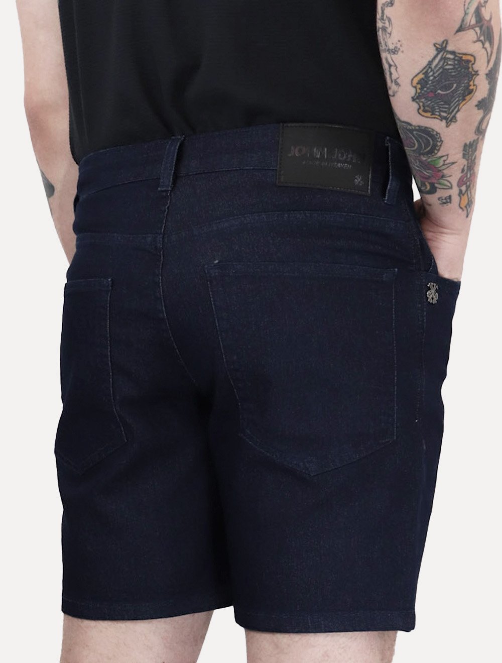 Bermuda John John Jeans Masculina Box Basics 5 Pockets Escura
