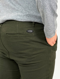 Calça Aramis Masculina Chino Sarja Classica Button Verde Escuro