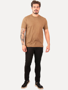 Camiseta Aramis Masculina Basic Lisa Mono Icon Cáqui Mescla