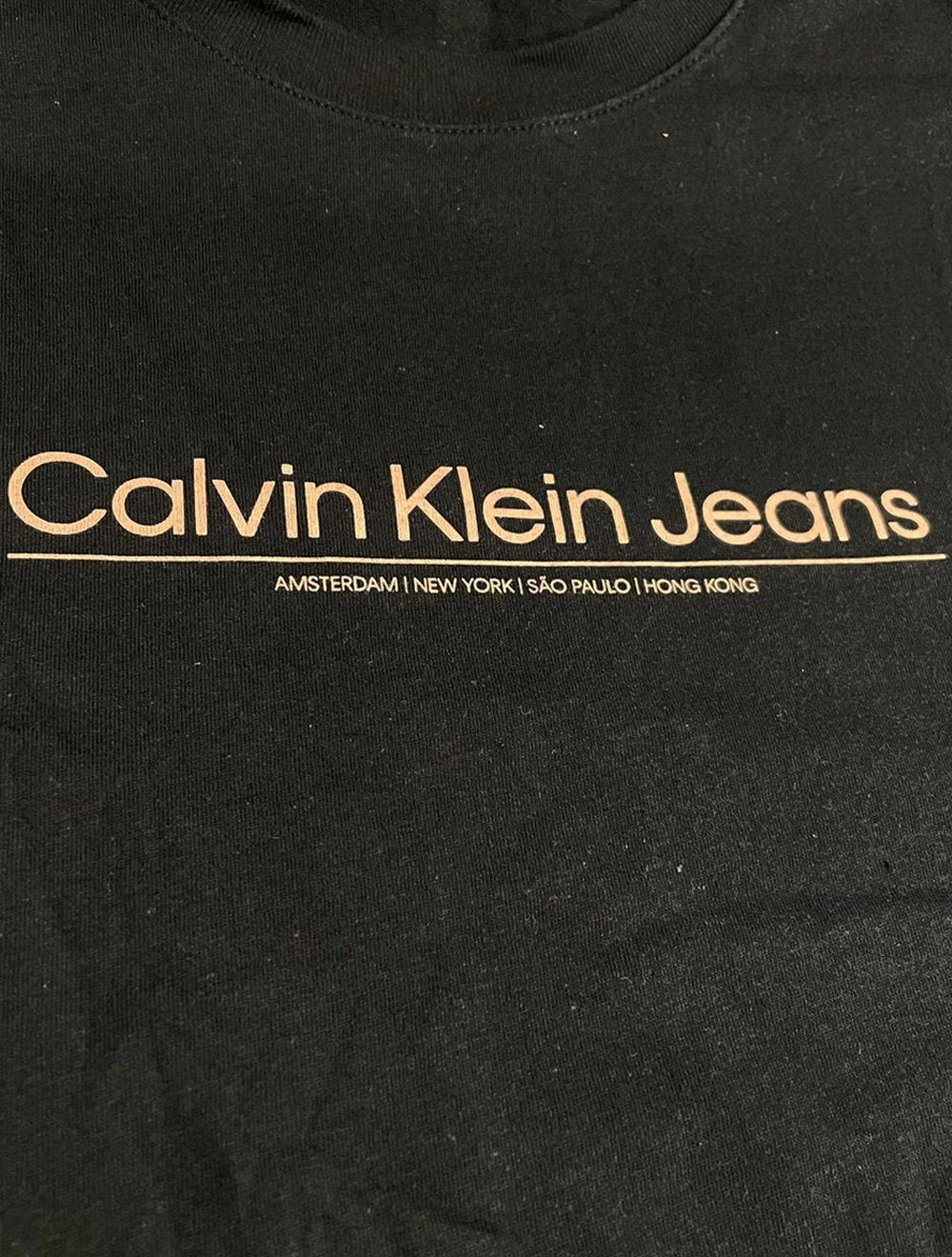 Camiseta Calvin Klein Jeans Masculina Slim Estampa Centro Cidades Azul Marinho