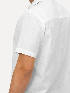 Camisa Ellus Masculina Regular Manga Curta Linen Like Surf New Italian Branca