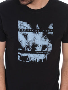 Camiseta Calvin Klein Jeans Masculina Tropical Area Preta