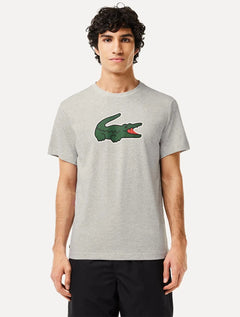 Camiseta Lacoste Masculina Regular Sport Dry Print Croco Cinza Mescla