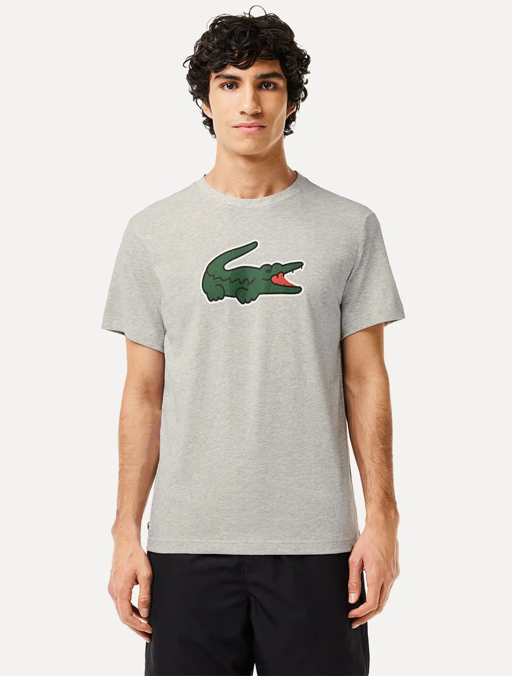 Camiseta Lacoste Masculina Regular Sport Dry Print Croco Cinza Mescla