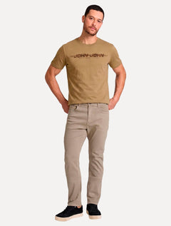 Camiseta John John Masculina Slim Fit Route Cáqui Escuro