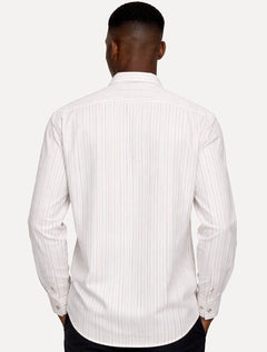 Camisa Dudalina Masculina Comfort Superfine Cotton Oxford Listrada Branca