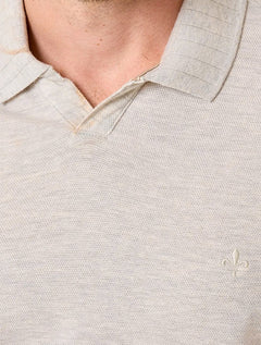 Polo Dudalina Masculina Piquet Jacquard Gola Cubana Areia Mescla