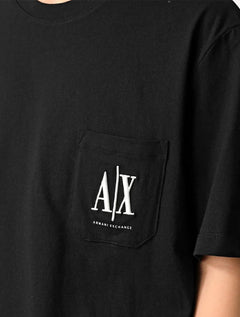 Camiseta Armani Exchange Masculina Regular Fit Pocket AX Logo Preta