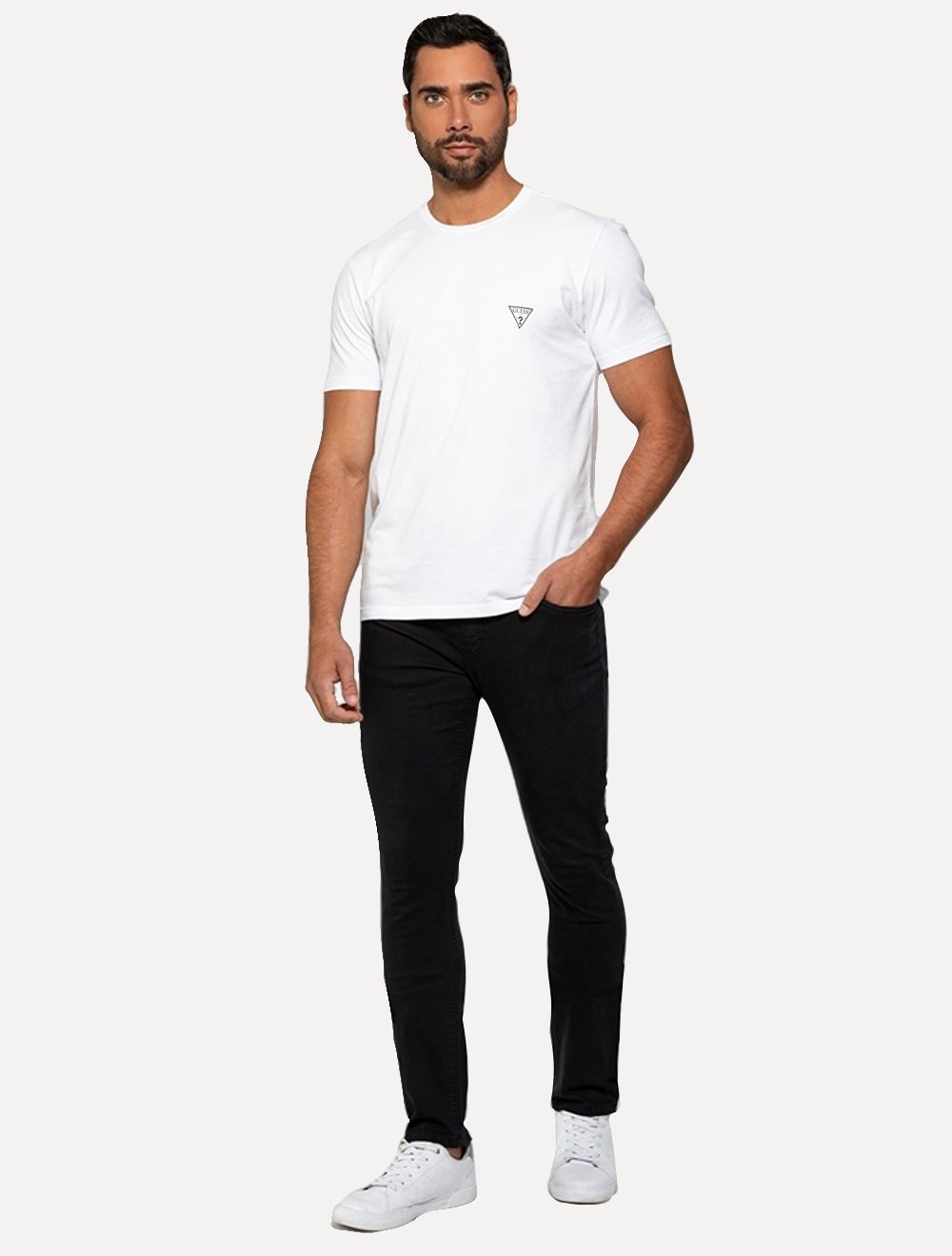 Camiseta Guess Masculina Dark Grey Icon Branca
