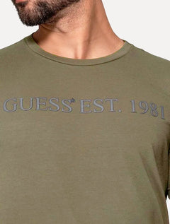 Camiseta Guess Masculina Est 1981 Light Relevo Verde Oliva