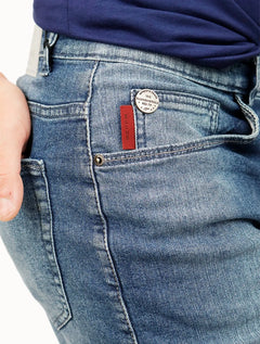 Bermuda Ellus Jeans Masculina Dark Indigo Elastic Long Médio