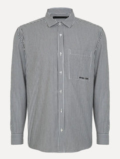 Camisa John John Masculina Stevan Listrada Preta/ Branca