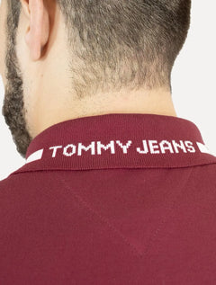 Polo Tommy Jeans Masculina Piquet Neck Branded Bordô