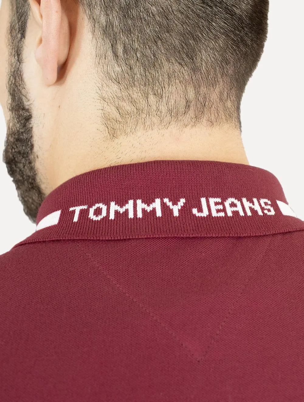 Polo Tommy Jeans Masculina Piquet Neck Branded Bordô