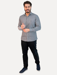 Camisa Dudalina Masculina Slim Fit Superfine Cotton Striped Azul Marinho