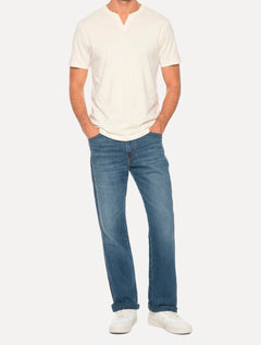 Camiseta Aramis Masculina Regular Gola Detalhe Decote Off White