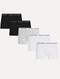 Cueca Tommy Hilfiger Cotton Boxer Trunk Preta/ Branca/ Cinza Pack 5UN