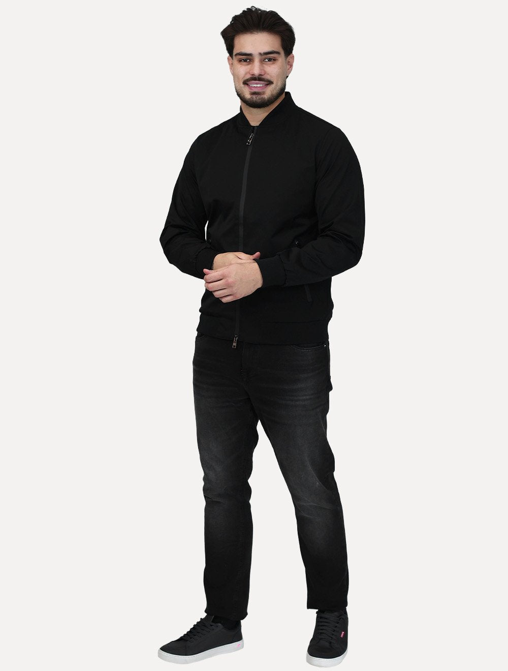 Jaqueta K&J Black Masculina Nylon Premium Gola Bomber Preta