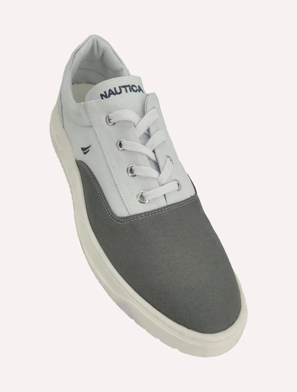 Tênis Nautica Masculino Denim Sailboat Logo Fanton Lona Branco/Cinza