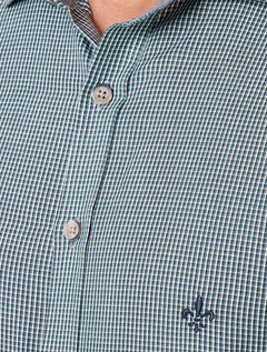 Camisa Dudalina Masculina Milano Superfine Cotton Micro Vichy Verde Escuro