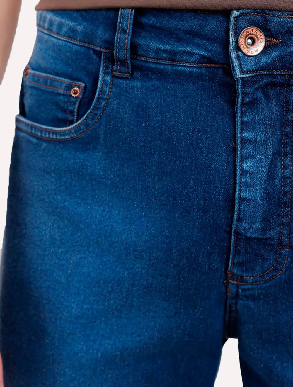 Bermuda Aramis Jeans Masculina Five Pockets Stoned Azul Médio