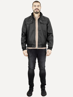 Jaqueta Ellus Masculina Vegan Leather Bomber Zip Preta