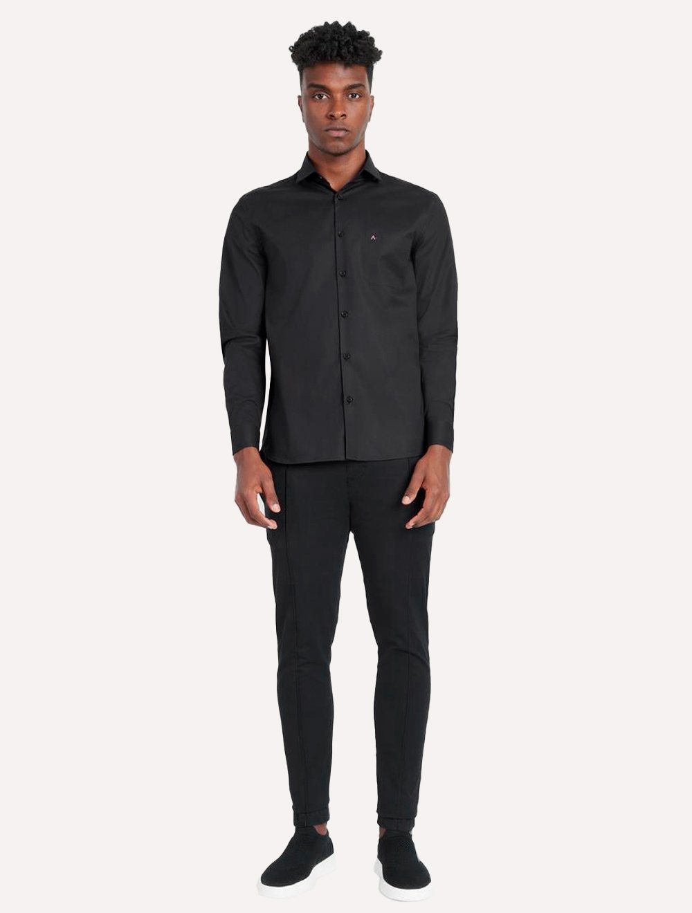 Camisa Aramis Masculina Regular Tricoline Stretch Pocket Preta