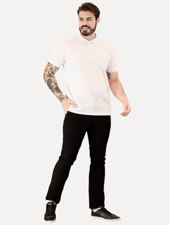 Polo Aramis Masculina Cotton Piquet Basic Mono Logo Branca