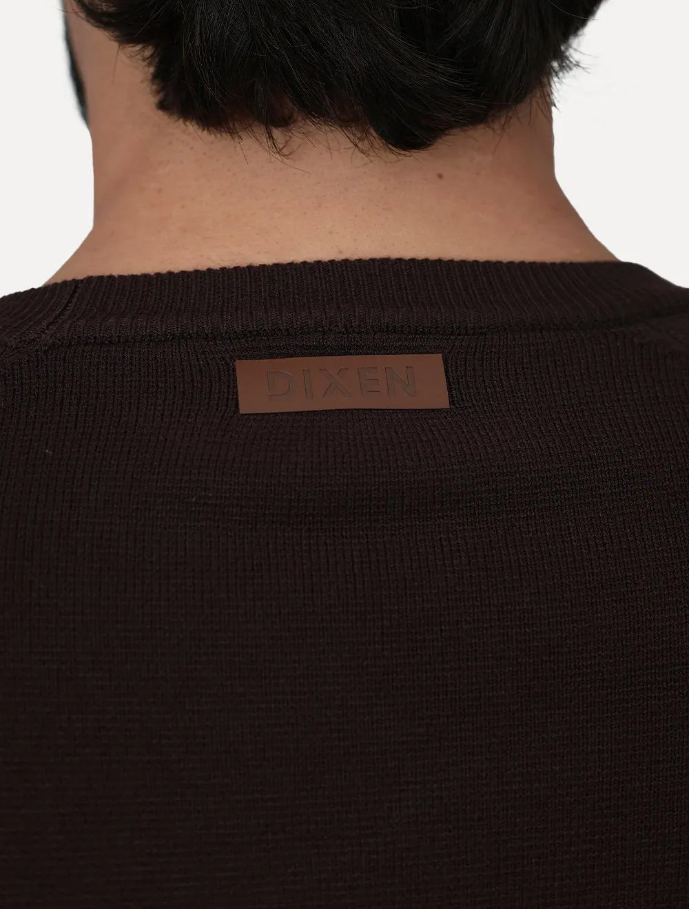 Suéter Dixen Masculina Tricot Manga Longa Raglan Gola Careca Marrom