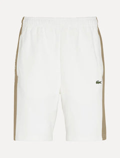Bermuda Lacoste Masculina Moletom Fleece Colourblock Jogger Off-White