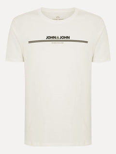Camiseta John John Masculina Regular Fit Simple Lines Off White