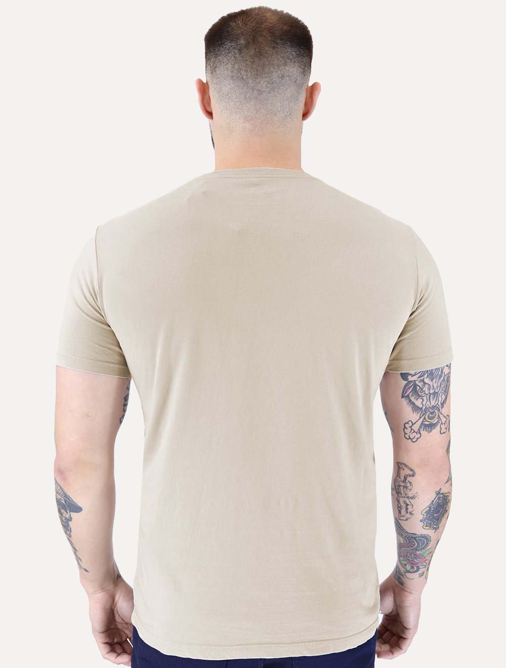 Camiseta Calvin Klein Jeans Masculina New Re Issue Frontal Logo Areia