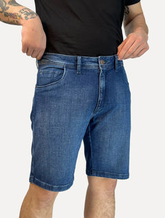 Bermuda Dudalina Masculina Moletom Slim Denim Jeans Escuro