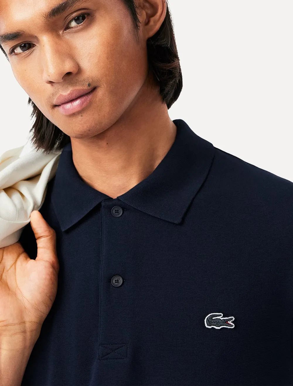 Polo Lacoste Masculina Regular Fit Pufe Azul Marinho