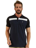 Polo Nautica Masculina Piquet Chest Sash Logo Sail Marinho/Preta