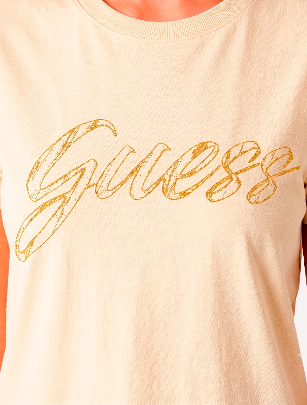 Camiseta Guess Feminina Signature Logo Foil Creme