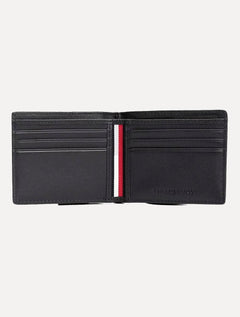 Carteira Tommy Hilfiger Porta Cartão Couro Logo Central Mini CC Wallet Preta