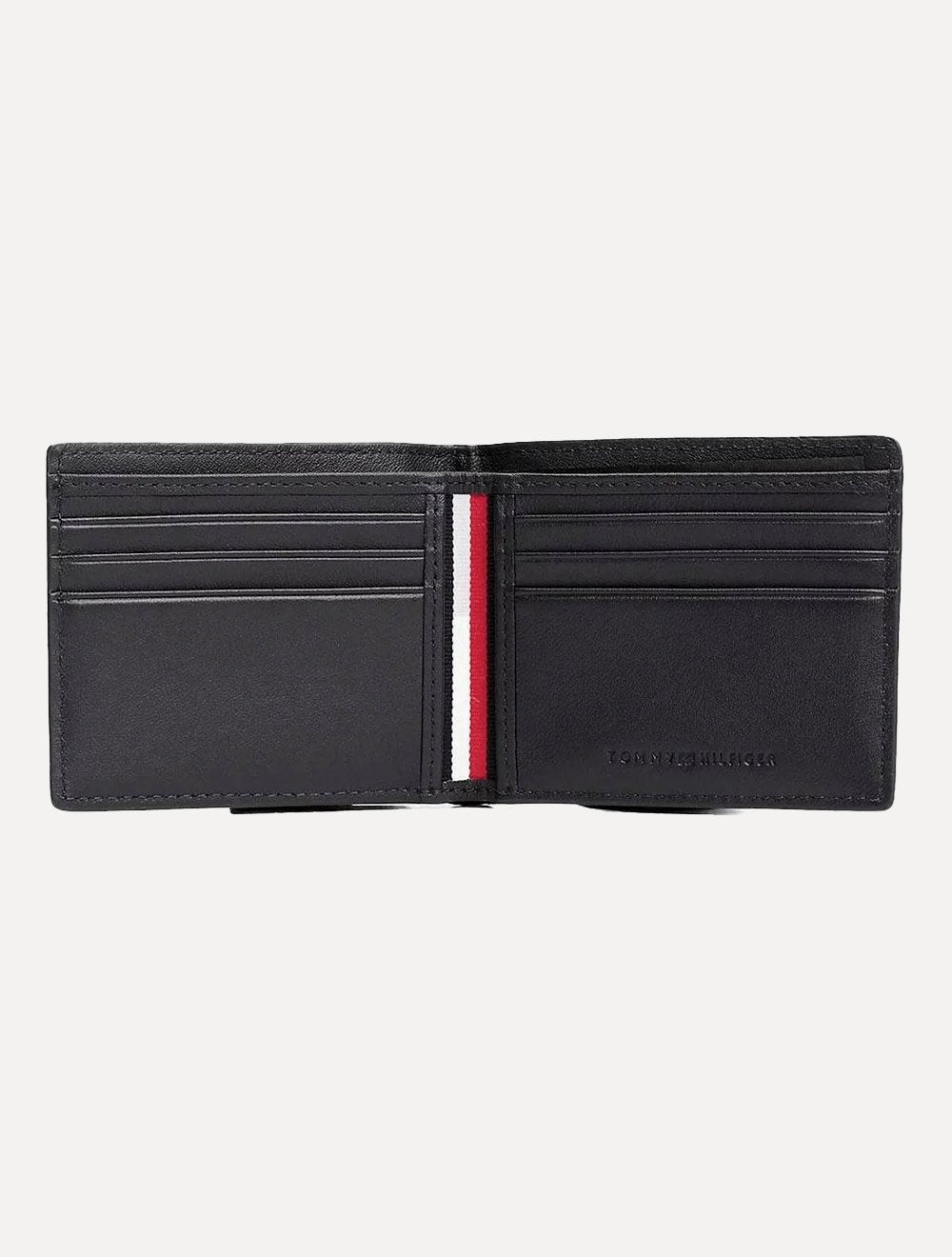 Carteira Tommy Hilfiger Porta Cartão Couro Logo Central Mini CC Wallet Preta