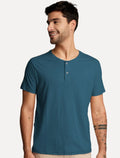Camiseta King & Joe Masculina Botão Pima Touch Henley Azul Marinho