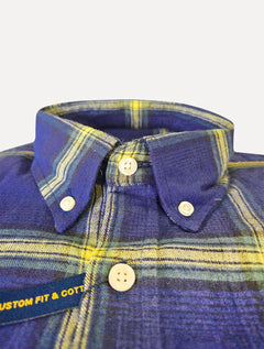 Camisa Ralph Lauren Masculina Custom Flannel Xadrez Banff Azul Marinho