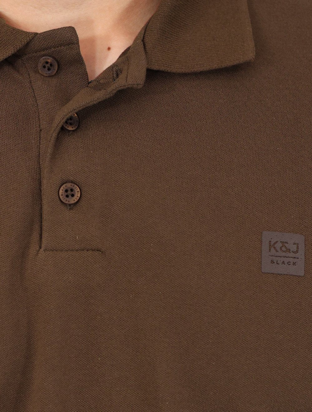 Polo K&J Black Masculina Premium Flex Slim Marron